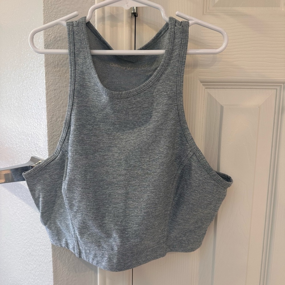 Outdoor voices size medium high neck cropped sports bra top. Blue